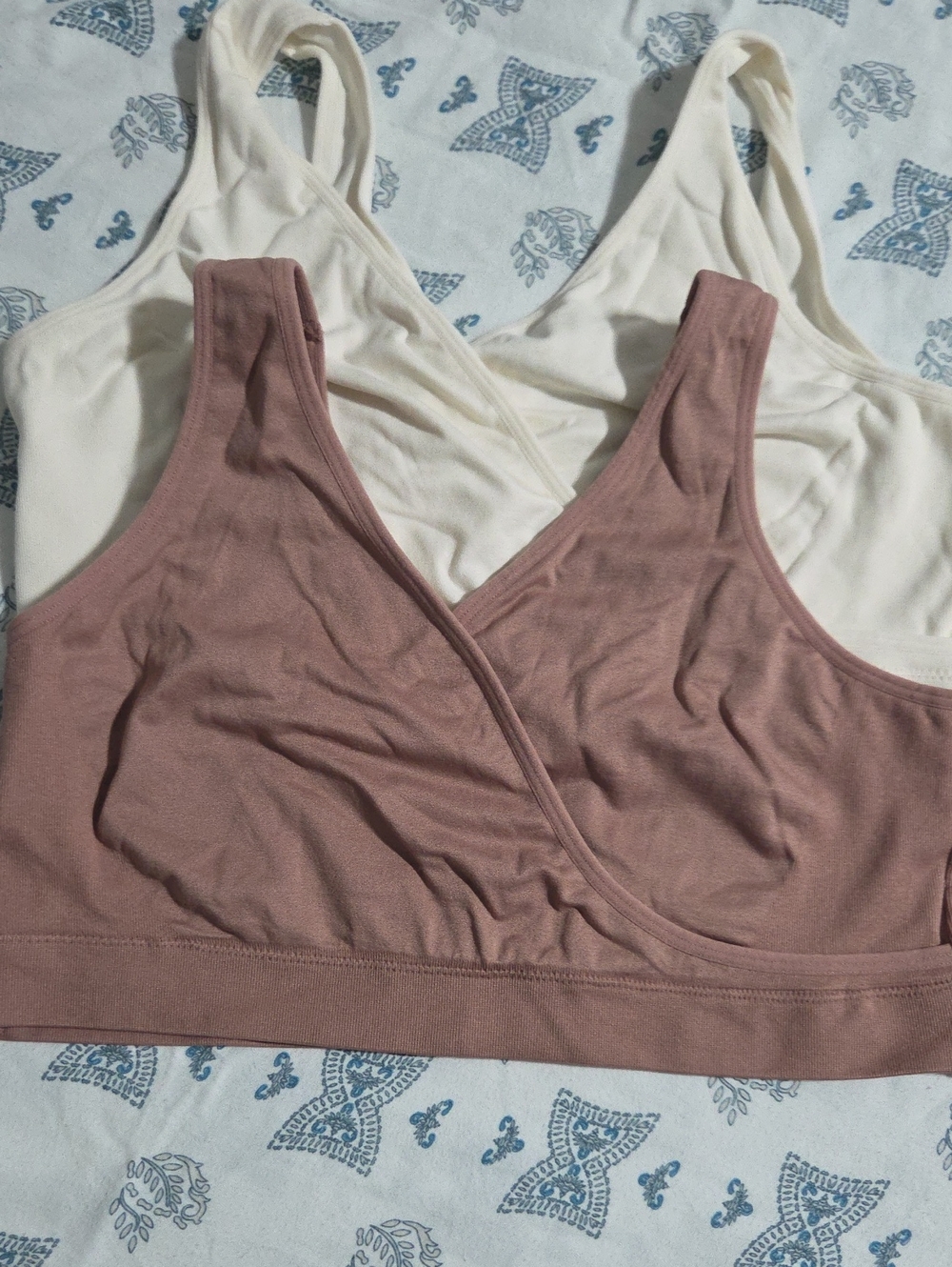 Women’s Soft Cotton Blend Bralette - Rose & Cream 2 Pack